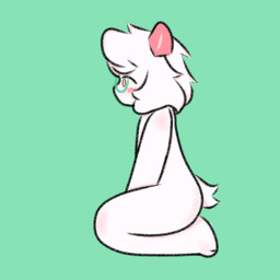 anthro ears_down eyewear eyewear_only fur glasses glasses_only horn male male/male nude pink_eyes pivoted_ears side_view sitting sitting_on_ground solo tail wearing_glasses white_body white_fur deltarune undertale_(series) ralsei bovid caprine goat mammal low_res