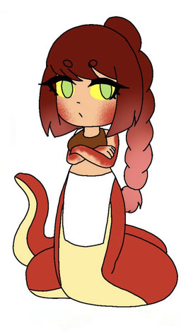 apode apron belly braided_hair braided_ponytail clothing female green_eyes hair highlights_(coloring) keruchxn_(kmakesshit) legless long_tail pink_highlights ponytail red_body red_hair red_scales scales serpentine solo split_form tail tan_belly wetsa_veme_(nickzilla) yellow_eyes nickzillakotm animal_humanoid draconcopode humanoid lamia reptile reptile_humanoid scalie scalie_humanoid snake snake_humanoid