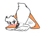 anthro ass_up beak blush butt collar feathers jack-o'_pose male nude pose solo tail tail_feathers white_body white_feathers topi_(artist) anatid anseriform avian bird duck 5:4 digital_media_(artwork)