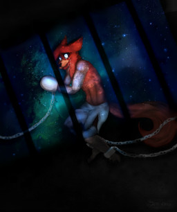 anthro barefoot bars bodily_fluids bondage_gear bondage_gloves bottomwear bound brown_body brown_fur brown_tail captured chain chained clothing crying cuff_(restraint) dungeon feet fur group handwear machine male plantigrade prisoner restrained restraints shackles sky solo star submissive submissive_male tail tears eoki-san_(artist) five_nights_at_freddy's scottgames foxy_(fnaf) android canid canine fox mammal robot absurd_res digital_media_(artwork) hi_res signature