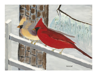 ambiguous_feral ambiguous_gender avian_feet beak biped bipedal_feral detailed_background duo facial_markings feathered_crest feathered_wings feathers fence feral head_crest head_markings markings mask_(marking) standing tail tail_feathers wings jimmy_carter_(artist) avian bird cardinal_(bird) oscine passerine 2018 absurd_res hi_res oil_painting_(artwork) painting_(artwork) signature traditional_media_(artwork) traditional_painting_(artwork)