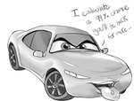 car female half-closed_eyes looking_at_viewer machine narrowed_eyes not_furry open_mouth piercing solo speech_bubble teasing tongue tongue_out tongue_piercing vehicle wugi cars_(disney) disney pixar natalie_certain dire_car dire_machine dire_vehicle living_car living_machine living_vehicle 2021 hi_res monochrome