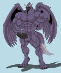 2016 abs anthro arody avian balls beak biceps big_balls big_biceps big_muscles big_penis black_beak black_claws black_penis blue_background claws colored erection feathered_wings feathers flexing full-length_portrait genitals gryphon haehward hi_res huge_balls huge_muscles huge_penis humanoid_genitalia humanoid_penis hyper hyper_genitalia hyper_muscles hyper_penis looking_at_viewer male manly muscular muscular_anthro muscular_male mythological_avian mythological_creature mythology nude pecs penis portrait pose pubes purple_balls purple_body purple_feathers purple_pubes serratus shaded shadow simple_background smile solo standing tail vein veiny_penis wings yellow_eyes