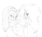 anthro areola areola_slip big_breasts breasts cleavage clothed clothing dress duo female gloves hair handwear long_hair pregnant thick_thighs wide_hips raccoonshinobi archie_comics sega sonic_the_hedgehog_(archie) sonic_the_hedgehog_(comics) sonic_the_hedgehog_(series) sonic_underground alicia_acorn queen_aleena_hedgehog chipmunk eulipotyphlan ground_squirrel hedgehog mammal rodent sciurid hi_res monochrome