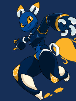 anthro blue_body female female_anthro horn looking_at_viewer machine mascot simple_background sneaking solo spread_arms transparent_background yellow_body yellow_eyes lewdity e621 esix android felid feline mammal robot robot_anthro 3:4 alpha_channel hi_res
