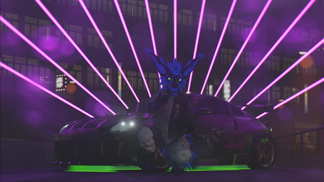 anthro car clothed clothing crouching gesture glowing hand_gesture male middle_finger outside solo vehicle sanythefox kiran_(-kiran-) canid canine canis mammal rexouium wolf 16:9 3d_(artwork) 4k absurd_res digital_media_(artwork) hi_res widescreen
