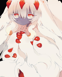 3_fingers 4_arms aged_up anthro anthrofied arm_tuft biped black_background claw_fingers claws dark_body dark_skin ears_down elbow_tuft eyelashes female finger_claws fingers fluffy fluffy_ears fluffy_hair fluffy_tail forehead_gem fur gem grey_body grey_skin hair humanoid_face kemono long_hair looking_at_viewer monotone_body monotone_fur monotone_hair monotone_tail multi_arm multi_limb nude pivoted_ears pupils red_claws red_eyes red_gem simple_background sitting solo tail thick_fur tuft white_body white_ears white_eyelashes white_fur white_hair white_tail tatososu made_in_abyss faputa arthropod insect lepidopteran moth narehate 2023 colored digital_media_(artwork) hi_res shaded