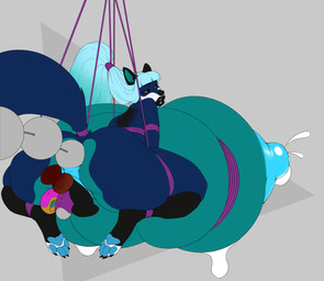 anal_beads bdsm big_breasts big_butt black_lips black_nose black_sclera blue_body blue_fur blue_pawpads bodily_fluids bondage bound breasts butt dildo dildo_insertion female fur hair huge_breasts hyper hyper_breasts lactating leg_markings lips long_hair markings multiple_insertions nipples orange_eyes pawpads puffy_nipples restraints rope rope_bondage sex_toy sex_toy_insertion socks_(marking) solo stretched_vagina white_body white_fur missy_(artist) louise_lupine canid canine canis mammal wolf hi_res