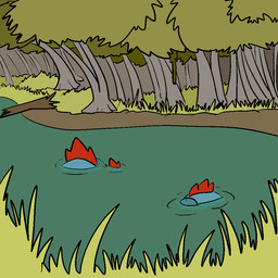 ambiguous_gender detailed_background nature plant solo swamp tree underwater water trout_(artist) nintendo pokemon feraligatr generation_2_pokemon pokemon_(species) reptile scalie 1:1 2016 aliasing digital_media_(artwork)