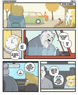 age_difference anthro blush car dialogue dirty_talk dominant dominant_male duo facial_hair facial_piercing fur looking_at_viewer male male/male nose_piercing nose_ring older_anthro older_male overweight overweight_anthro overweight_male pecs piercing ring_piercing school size_difference speech_bubble student teacher teacher_and_student text tuft vehicle white_body white_fur yellow_body yellow_fur crunchychip mr_arthur_(crunchychip) zach_(crunchychip) bear canid canine canis domestic_dog mammal polar_bear shiba_inu spitz ursine absurd_res comic english_text hi_res