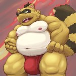 anthro asian_clothing belly big_belly black_nose bulge clothing east_asian_clothing fundoshi green_eyes humanoid_hands japanese_clothing kemono male moobs navel nipples overweight overweight_male red_clothing red_fundoshi red_underwear solo underwear rockmai3 sengoku_puzzle tokugawa_ieyasu canid canine mammal raccoon_dog tanuki 1:1 2022