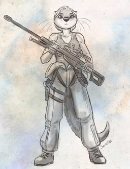 anti-materiel_rifle boots caribou_(artist) clothing coast_guard female flight_suit greyscale gun holding_weapon holster looking_at_viewer mammal monochrome mustelid otter pistol ranged_weapon rifle scope shirt sniper sniper_rifle solo tank_top traditional_media_(artwork) united_states_of_america weapon
Rating: Safe
Score: 10
User: Durandal
Date: February 01, 2015 anti-materiel_rifle boots caribou_(artist) clothing coast_guard female flight_suit greyscale gun holding_weapon holster looking_at_viewer mammal monochrome mustelid otter pistol ranged_weapon rifle scope shirt sniper sniper_rifle solo tank_top traditional_media_(artwork) united_states_of_america weapon
Rating: Safe
Score: 10
User: Durandal
Date: February 01, 2015