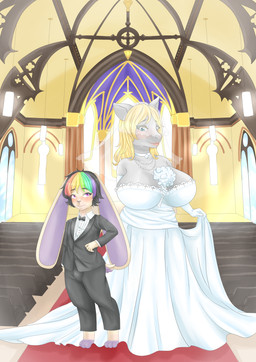 anthro big_breasts blush breasts bride church clothed clothing dress duo female flower hair huge_breasts hyper hyper_breasts male male/female plant smile veil wedding wedding_dress indidere hasbro my_little_pony fan_character earth_pony equid equine horse lagomorph leporid mammal pony rabbit 2016 absurd_res digital_media_(artwork) hi_res