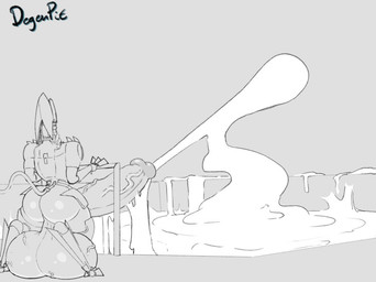balls big_balls big_butt big_penis butt genitals huge_balls huge_penis humanoid_genitalia humanoid_penis hyper hyper_balls hyper_genitalia hyper_penis machine male penis degenpit konami metal_gear blade_wolf robot robot_feral monochrome
