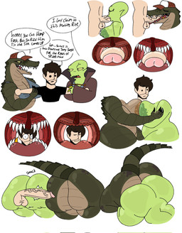 anthro areola bald baseball_cap belly belly_overhang belt big_breasts big_tail blotchy_areola blue_bottomwear blue_bra blue_clothing blue_underwear bottomwear bra breasts brown_hair butt butts_touching claws cleavage clothed clothing cockslap digitigrade elderly elderly_female eye_bags eyebrow_piercing eyebrow_ring eyelashes facial_piercing feet fellatio female female/female finger_claws fingers fupa golden_fangs green_body green_scales group gums_(mouth) hair hand_on_breast hat headgear headwear hug huge_breasts internal_fellatio jewelry lidded_eyes male male/female man_on_anthro mature_female multicolored_body multicolored_hat multicolored_scales navel nipples no_pupils non-mammal_breasts not_furry oral outside overweight overweight_anthro overweight_female penile penis_on_tongue piercing red_clothing red_hat red_headwear reverse_mouth_shot ring_piercing scales sex sharp_teeth shorts simple_background slap snout solo spiked_tail spikes spikes_(anatomy) spots spotted_butt tail tan_body tan_scales tear_trough teeth text thick_thighs three-quarter_view toe_claws toes toothless_mouth torn_bra trio two_tone_body two_tone_scales underwear white_background white_clothing white_hat white_headwear yellow_eyes yellow_sclera anonymous_artist comedy_central futurama cip grand_midwife sydney_(chilipeppers) alien alligator alligatorid amphibiosan crocodilian human humanoid mammal reptile scalie english_text hi_res shaded simple_shading
