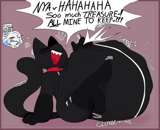 anthro belly big_belly clothing female laugh object_vore rumbling_stomach skinsuit solo tight_clothing vore inky_entropy trixie_(apollysabyss) domestic_cat felid feline felis mammal hi_res trans_(lore) trans_woman_(lore)