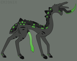 1_horn animal_genitalia animal_penis balls big_penis black_markings black_sclera black_scutes cloven_hooves darkened_balls darkened_genitalia darkened_sheath dewclaw_hooves feral fur genitals green_eyes green_markings green_penis grey_background grey_balls grey_body grey_fur grey_sheath half-erect hooves horn lidded_eyes long_ears long_neck long_penis male markings mouthless noseless penis pupils quadruped scutes sheath short_tail side_view simple_background slim slim_feral slim_male slit_pupils snout solo spikes spikes_(anatomy) standing striped_markings stripes tail tapering_snout text thick_tail thin_legs thin_penis toony unguligrade emionix pawn_(emx) hoofbeast omnigon omnitope 2025 5:4 absurd_res artist_name digital_drawing_(artwork) digital_media_(artwork) flat_colors hi_res nonbinary_(lore)