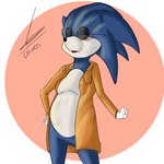 anthro belly blue_body blue_fur eye_bags eyewear female fur glasses mostly_nude solo white_belly cosmosarts sega sonic_the_hedgehog_(series) fan_character ugly_sonic eulipotyphlan hedgehog mammal 1:1 hi_res