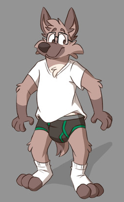 anthro black_briefs black_clothing black_underwear briefs clothing eyewear footwear glasses male pantsless_male shirt socks solo standing topwear underwear wearing_glasses white_clothing white_shirt white_topwear mushketeery mushy_(mushketeery) mushy_(mushketeteery) hyena mammal hi_res