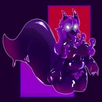 anthro big_breasts big_tail bluebambo breasts claws female genitals glistening glistening_body glowing glowing_eyes goo_creature hi_res nipple_tentacles nipples purple_insides purple_nipples purple_pussy purple_tongue pussy slime solo tail tentacle_tongue tentacles tentacles_from_pussy tongue unusual_insides