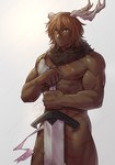 biped brown_body brown_hair fingers hair horn male melee_weapon muscular muscular_humanoid muscular_male pecs pose solo standing sword three-quarter_view weapon toumator18 horned_humanoid humanoid 2024 digital_media_(artwork) digital_painting_(artwork) hi_res portrait three-quarter_portrait