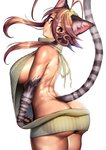 arm_tuft big_breasts breasts butt butt_cleavage clothing female hair looking_back pawpads raised_tail side_boob simple_background solo sweater tail topwear tuft virgin_killer_sweater white_background nekoarashi meme_clothing yagatake_arashi animal_humanoid cat_humanoid felid felid_humanoid feline feline_humanoid humanoid mammal mammal_humanoid 2017 meme