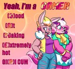 blush female female/female tail tail_motion tailwag text astralsheep super_lesbian_animal_rpg allison_goleta melody_amaranth canid canine fox lagomorph leporid mammal rabbit trans_(lore) trans_woman_(lore)