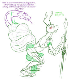 abdomen_vore abdominal_bulge anthro anthro_pred aroused big_bulge blush bottomwear bulge butt clothing detailed_bulge duo egyptian egyptian_clothing endosoma erection feral feral_prey groan knees_buckling langot leaning leaning_forward leaning_on_object loincloth looking_pleasured male male/male male_pred muffled predator/prey prey_outline prince royalty safe_vore same_size_vore servant shaking shivering shorts soft_vore squirming tail tail_fetish tail_play tail_vore tenting text tight_belly tight_bottomwear tight_bulges tight_clothing tight_shorts tight_underwear unusual_vore vore willing_prey conditional_dnp samagthrav2 alexander_southstar_(flardan) solaris_(samagthrav2) ant arthropod hymenopteran insect python reptile scalie snake 1:1 english_text hi_res
