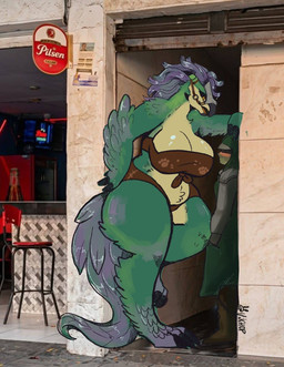 ambiguous_gender anthro beak big_breasts breasts bridle curvy_figure duo feathers female female_anthro hand_on_hip horn huge_thighs human_on_anthro interspecies larger_anthro larger_female size_difference smaller_human tail tail_feathers thick_thighs wide_hips vikhop a_chance_encounter capcom monster_hunter bird_wyvern human mammal seikret draw_over hi_res meme
