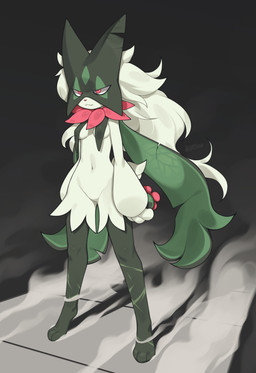 3_fingers 3_toes anthro biped breast_curtains breasts featureless_crotch feet female fingers front_view fur hair holding_object navel nipple_outline nude nude_anthro nude_female small_breasts solo standing tail toes zinfyu nintendo pokemon generation_9_pokemon meowscarada pokemon_(species) 2025 absurd_res digital_drawing_(artwork) digital_media_(artwork) hi_res