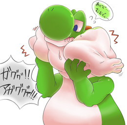 4_fingers ambiguous_anthro ambiguous_gender ambiguous_pred anthro anthro_pred belly big_nose biped black_text blue_eyes bodily_fluids cheek_bulge countershade_body countershade_torso countershading dialogue dripping drooling ellipsis exclamation_point fingers flying_sweatdrops fully_inside glistening glistening_body green_arms green_body green_face green_hands hand_imprint hand_on_cheek hand_on_own_cheek hands_on_own_cheeks head_ridge imprint in_mouth monotone_arms monotone_background monotone_belly monotone_hands mouth_closed oral_vore raised_head round_nose saliva saliva_drip same_size_vore semi-anthro simple_background soft_vore solo speech_bubble stretched_cheeks struggling struggling_prey sweat sweatdrop text two_tone_face unseen_prey unwilling_prey vore white_background white_belly white_body white_countershading white_face sabamiso_(sabamasasix) mario_bros nintendo dinosaur green_yoshi prehistoric_species reptile scalie yoshi 2022 digital_drawing_(artwork) digital_media_(artwork) hi_res japanese_description japanese_text translation_request