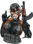 4_fingers ak_platform aks-74u anthro ar-sf assault_rifle athletic athletic_anthro athletic_female big_breasts black_nipples black_nose black_pawpads breasts carbine chest_tuft chinese clothed clothing countershading female fingers front_view green_eyes gun hat headgear headwear holding_gun holding_object holding_ranged_weapon holding_weapon huge_breasts looking_at_viewer military nipple_slip nipples pawpads ranged_weapon reverse_countershading rifle simple_background skimpy smile smirk snout soldier solo star tuft type_56-1 uniform warrior weapon white_background wishbone_mouth gideon wolfkidd comrade_hsien ailurid mammal red_panda digital_media_(artwork)