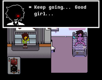 aged_up anthro female male male/female masturbation separated solo speech_bubble sprite sprite_art text train vehicle bladedbard deltarune undertale_(series) kris_dreemurr susie_(deltarune) human mammal animated digital_media_(artwork) pixel_(artwork) pixel_animation