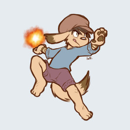 anthro clothing green_eyes hat headgear headwear male monotone_background solo tongue tongue_out young young_anthro young_male iztli canid canine canis domestic_dog mammal 1:1 2015 signature