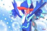 ambiguous_gender anthro beak biped blue_body blue_eyes blue_feathers blush chest_tuft feathers featureless_chest looking_at_viewer multicolored_body open_mouth simple_background solo tuft wings agent_0730 nintendo pokemon shizuku_(kajinchu) avian generation_9_pokemon pokemon_(species) quaquaval 2023 digital_drawing_(artwork) digital_media_(artwork) hi_res