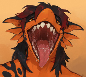 anthro male mouth_shot mythical open_mouth solo teeth tongue elcy nilo_(profanedshork) amur_carp aquatic carp cyprinid cypriniform fish koi typical_carp hi_res