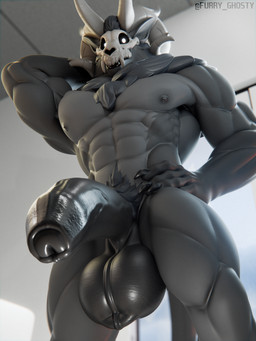 anthro balls big_balls big_penis bone erection fur genitals hand_on_hip horn humanoid_genitalia humanoid_penis looking_at_viewer looking_down male muscular muscular_male nude penile penis skull skull_head solo furry_ghosty leodamodeler_(modeler) american_mythology indigenous_north_american_mythology mythology north_american_mythology roderick_(elsifthewolf) wendigo 3:4 3d_(artwork) absurd_res digital_media_(artwork) hi_res
