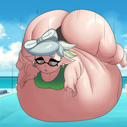 belly big_belly big_butt black_bottomwear black_clothing blue_sky bottomwear breasts butt clothing cloud ear_piercing eyebrows eyelashes female green_clothing green_topwear grey_eyebrows grey_hair hair huge_belly huge_butt huge_thighs humanoid_pointy_ears hyper hyper_belly hyper_butt morbidly_obese morbidly_obese_female morbidly_obese_humanoid motion_lines not_furry obese obese_female obese_humanoid outside overweight overweight_female overweight_humanoid piercing pointy_ears pseudo_hair sky solo swimming_pool tan_body tan_ears tan_skin teeth tentacle_hair tentacles thick_thighs topwear yellow_eyes vanjun67 nintendo splatoon marie_(splatoon) animal_humanoid aquatic aquatic_humanoid cephalopod cephalopod_humanoid humanoid inkling mollusk mollusk_humanoid 2026 colored digital_media_(artwork) hi_res shaded