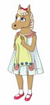 anthro blue_eyes brown_body clothed clothing dress eyelashes female glistening glistening_eyes hair mouth_closed simple_background solo standing tan_hair white_background white_clothing white_dress young young_anthro young_female milk-jug bojack_horseman netflix beatrice_horseman equid equine horse mammal artist_name full-length_portrait hi_res portrait