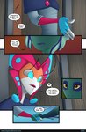 5_fingers anthro biped bottomwear clothed clothing dialogue dialogue_box duo female fingers green_body open_mouth pants shirt speech_bubble text topwear bmbrice supercell_(comic) isbisei_(supercell) loksan_bilisht humanoid scalie zeikauko colored comic english_text hi_res