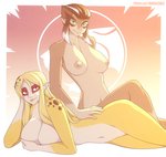 amber_eyes areola blonde_hair breasts brown_eyes brown_hair duo female gloves_(marking) green_eyes hair humanoid_pointy_ears long_hair looking_at_viewer lying markings navel nipples nude pointy_ears smile spots spotted_markings text marik_azemus34 thundercats thundercats_2011 cheetara pumyra animal_humanoid felid felid_humanoid humanoid mammal mammal_humanoid 2020 hi_res url