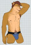 abs anthro arm_hair armpit_hair biped blep blue_clothing blue_jockstrap blue_underwear body_hair brown_eyebrows brown_hair bulge checkered checkered_background chest_hair claws clothed clothing eyebrows fur hair hand_behind_head happy_trail inner_ear_fluff jockstrap jockstrap_only looking_aside male male_anthro multicolored_body muscular muscular_anthro muscular_male navel nipples open_mouth orange_body orange_eyes orange_fur partially_clothed partially_clothed_male pattern_background pecs pink_nipples pink_nose raised_arm simple_background solo standing tan_body tan_fur tan_inner_ear_fluff tongue tongue_out topless tuft underwear underwear_only whiskers white_background white_claws white_sclera unsafescapewolf extracurricular_activities darius_(extracurricular_activities) felid lion mammal pantherine 2024 digital_drawing_(artwork) digital_media_(artwork) hi_res portrait three-quarter_portrait