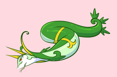 ambiguous_feral ambiguous_gender apode blush blush_lines curled_tail eyelashes feral forked_tongue green_body green_markings half-closed_eyes leaf legless lying markings multicolored_body multicolored_skin narrowed_eyes on_side open_mouth pink_background pupils red_eyes serpentine simple_background slit_pupils smile snout solo tail tongue tongue_out two_tone_body two_tone_skin white_pupils white_sclera yellow_ears yellow_markings momensarada nintendo pokemon generation_5_pokemon pokemon_(species) serperior 2023 colored full-length_portrait hi_res japanese_description portrait translated_description