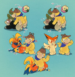 after_sex anal anal_penetration animal_genitalia balls beak bodily_fluids cloaca cloacal cloacal_penetration clothing cum cum_on_face dialogue doggystyle from_behind_position genital_fluids genitals handkerchief hat headgear headwear heart_symbol humanoid_genitalia humanoid_penis jacket kerchief male male/male oral oral_penetration penetration penis sex sweat text topwear argon_vile nintendo pokemon daring_dax fuego_nugget jaden_(invalid_nickname) privatepsy radagast chikorita generation_1_pokemon generation_2_pokemon generation_3_pokemon generation_5_pokemon legendary_pokemon pokemon_(species) psyduck torchic victini english_text hi_res