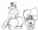 anthro big_butt big_penis bubble_butt butt fur genitals grin jiggling male penis smile solo thick_thighs wide_hips bluejewel1999 activision crash_bandicoot_(series) pinstripe_potoroo macropod mammal marsupial potoroo monochrome