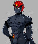 abs anthro athletic biped horn male nipple_tape pasties pubes solo tail tape xexeezy mario_bros nintendo bowser koopa scalie hi_res