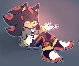 anthro beverage biped black_body black_fur clothing coffee coffee_mug container cup footwear fur gloves grey_background grey_clothing grey_jacket grey_topwear handwear holding_beverage holding_container holding_cup holding_mug holding_object jacket male mug outline red_body red_eyes red_fur shoes simple_background sitting solo topwear spacecolonie sega sonic_the_hedgehog_(series) shadow_the_hedgehog eulipotyphlan hedgehog mammal 2015