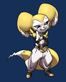 alternate_color black_sclera bottomwear clothing cosplay female looking_at_viewer pants shortstack shortstack_female simple_background solo standing tail transparent_background furball bandai_namco digimon dragon_ball dragon_ball_fighterz dragon_ball_z fakemon android_21 fan_character majin_android_21 renimpmon digimon_(species) hybrid impmon renamon 2019 alpha_channel digital_media_(artwork)