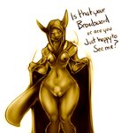 2016 anthro breasts cape clothing dialogue digital_media_(artwork) domestic_cat english_text felid feline felis female genitals hair looking_at_viewer mammal navel nipples pubes pussy simple_background solo tail text watsup whiskers white_background wide_hips