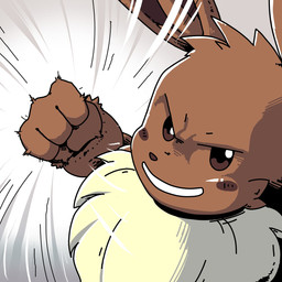 4_fingers anthro blush blush_lines brown_body brown_fur brown_nose cheek_tuft dialogue ear_tuft facial_tuft fingers fist fur hair long_ears looking_at_viewer male motion_lines muscular neck_tuft punch shitpost short_hair simple_background smile solo talking_to_viewer tan_body tan_fur tuft jisito dragon_ball dragon_ball_z nintendo pokemon eevee generation_1_pokemon pokemon_(species) 1:1 colored hi_res meme shaded
